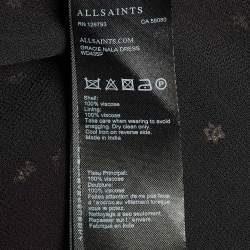 Pre Owned All Saints Black Star Embroidery Crepe  Mini Wrap Gracie Nala Dress L