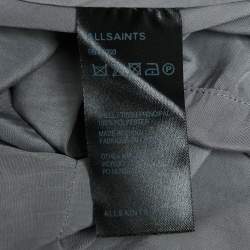 All Saints Grey Crepe Asymmetric Sleeveless Midi Dress M