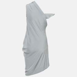 All Saints Grey Crepe Asymmetric Sleeveless Midi Dress M