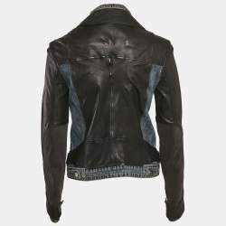 All Saints Denim and Leather Zip-Up Biker Jacket M