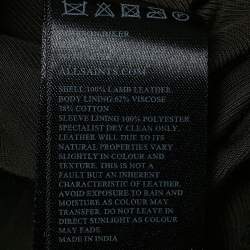 Pre Owned AllSaints Charcoal Grey Leather Zip-Up Addison Biker Jacket M