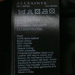All Saints Black Leather Zip-Up Tassel Detail Balfern Biker Jacket S
