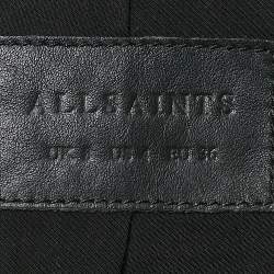 All Saints Black Leather Zip-Up Tassel Detail Balfern Biker Jacket S