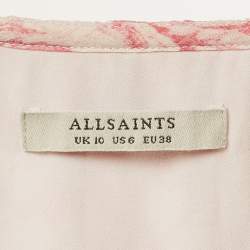 All Saints Pink Printed Crepe Ruffled Flora Rosa Playsuit M