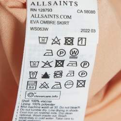 All Saints Ombre Orange Crepe Tiered Eva Maxi Skirt S