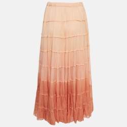 All Saints Ombre Orange Crepe Tiered Eva Maxi Skirt S