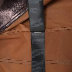 All Saints Metallic Brown Leather Double Breasted Jacket S