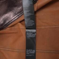 All Saints Metallic Brown Leather Double Breasted Jacket S