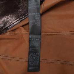 All Saints Metallic Brown Leather Double Breasted Jacket S