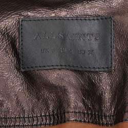 All Saints Metallic Brown Leather Double Breasted Jacket S