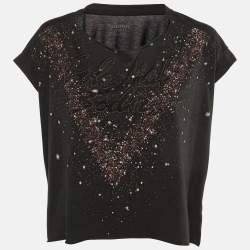 All Saints Black Celestial Print Jersey T-Shirt S