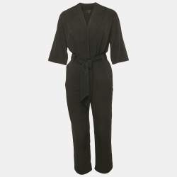Pre Owned All Saints Black Crepe Belted Cropped Hailey Jumpsuit XS  