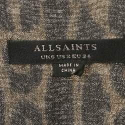 Pre Owned All Saints Brown Leopard Print Linen Ilora Mini Dress S