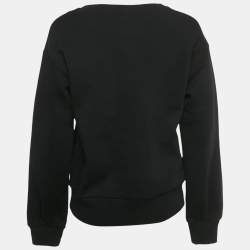 Pre Owned All Saints Black Cotton Embellished Trim Sweatshirt S