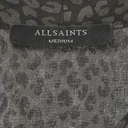 Pre Owned All Saints Grey Nichola Leopard Print Crepe Mini Dress M