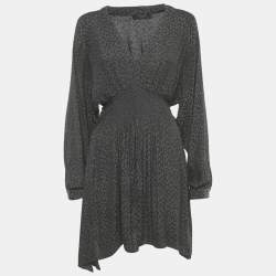 Pre Owned All Saints Grey Nichola Leopard Print Crepe Mini Dress M