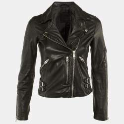 Pre Owned All Saints Black Leather Prescott Biker Jacket S