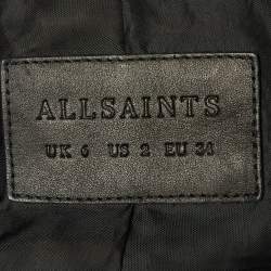Pre Owned All Saints Black Leather Prescott Biker Jacket S