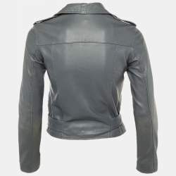 Pre Owned All saints Grey Leather Balfern Biker Jacket S