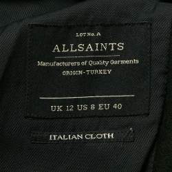 Pre Owned All Saints Black Felt and Leather Sleeve Jacket M