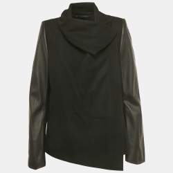 Pre Owned All Saints Black Felt and Leather Sleeve Jacket M