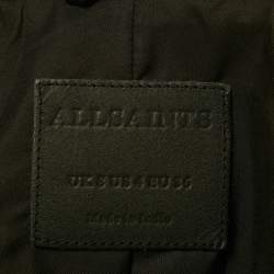 Pre Owned All Saints Black Leather Zip-Up Dalby Biker Jacket S