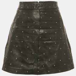 مملوكة مسبقًا All Saints Black Leather Lyra Star Skirt M