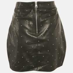 مملوكة مسبقًا All Saints Black Leather Lyra Star Skirt M
