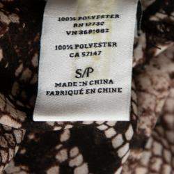 Altuzarra Brown Python Print Chiffon Bow Tie Detail Blouse S 