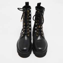 Altuzarra Black Canvas and Leather Cosmo Jungle Combat Boots Size 39