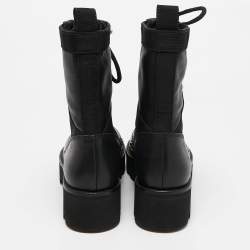 Altuzarra Black Canvas and Leather Cosmo Jungle Combat Boots Size 39
