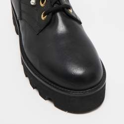Altuzarra Black Canvas and Leather Cosmo Jungle Combat Boots Size 39