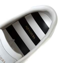 Pre Owned Aquazzura White Leather The A Lace Up Low Top Sneaker Size 40