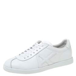 Pre Owned Aquazzura White Leather The A Lace Up Low Top Sneaker Size 40
