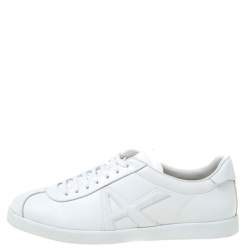 Pre Owned Aquazzura White Leather The A Lace Up Low Top Sneaker Size 40