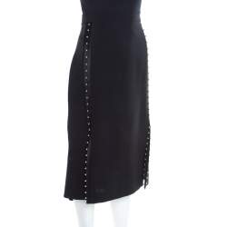 Altuzarra Black Crepe Bead Embellished Welkes Midi Skirt L