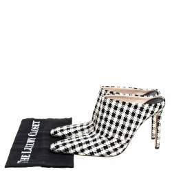 Altuzarra Black/Whte Checkered Canvas Davidson Houndstooth Mules Size 38.5