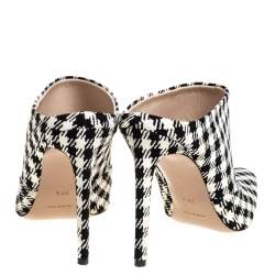 Altuzarra Black/Whte Checkered Canvas Davidson Houndstooth Mules Size 38.5