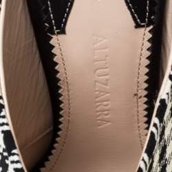 Altuzarra Black/Whte Checkered Canvas Davidson Houndstooth Mules Size 38.5