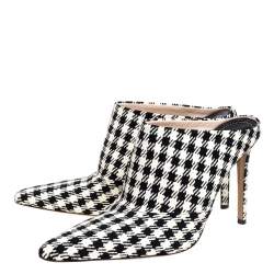 Altuzarra Black/Whte Checkered Canvas Davidson Houndstooth Mules Size 38.5