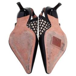 Pre Owned Altuzarra Black Leather and Mesh Peppino Slingback Sandals Size 37