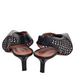 Pre Owned Altuzarra Black Leather and Mesh Peppino Slingback Sandals Size 37