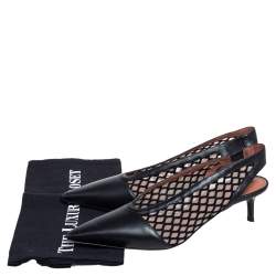 Pre Owned Altuzarra Black Leather and Mesh Peppino Slingback Sandals Size 37