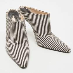 Pre Owned Altuzarra Black/White Fabric Striped Mules Size 38.5