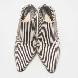 Pre Owned Altuzarra Black/White Fabric Striped Mules Size 38.5