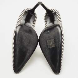 Pre Owned Altuzarra Black/White Fabric Striped Mules Size 38.5