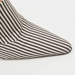 Pre Owned Altuzarra Black/White Fabric Striped Mules Size 38.5