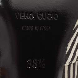 Pre Owned Altuzarra Black/White Fabric Striped Mules Size 38.5