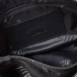 Pre Owned Alivero Martini 1A Classe Black Geo Print Coated Canvas and Leather Zip Shoulder Bag