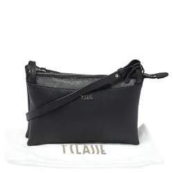 Pre Owned Alivero Martini 1A Classe Black Geo Print Coated Canvas and Leather Zip Shoulder Bag